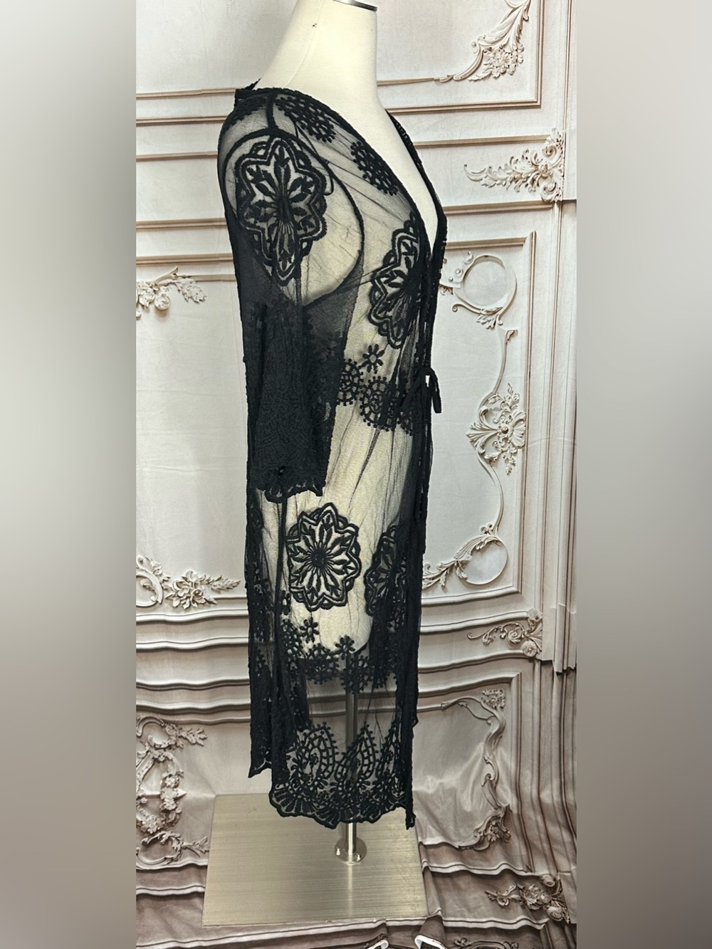 Sheer Black Lace Robe - Picture 7 of 8